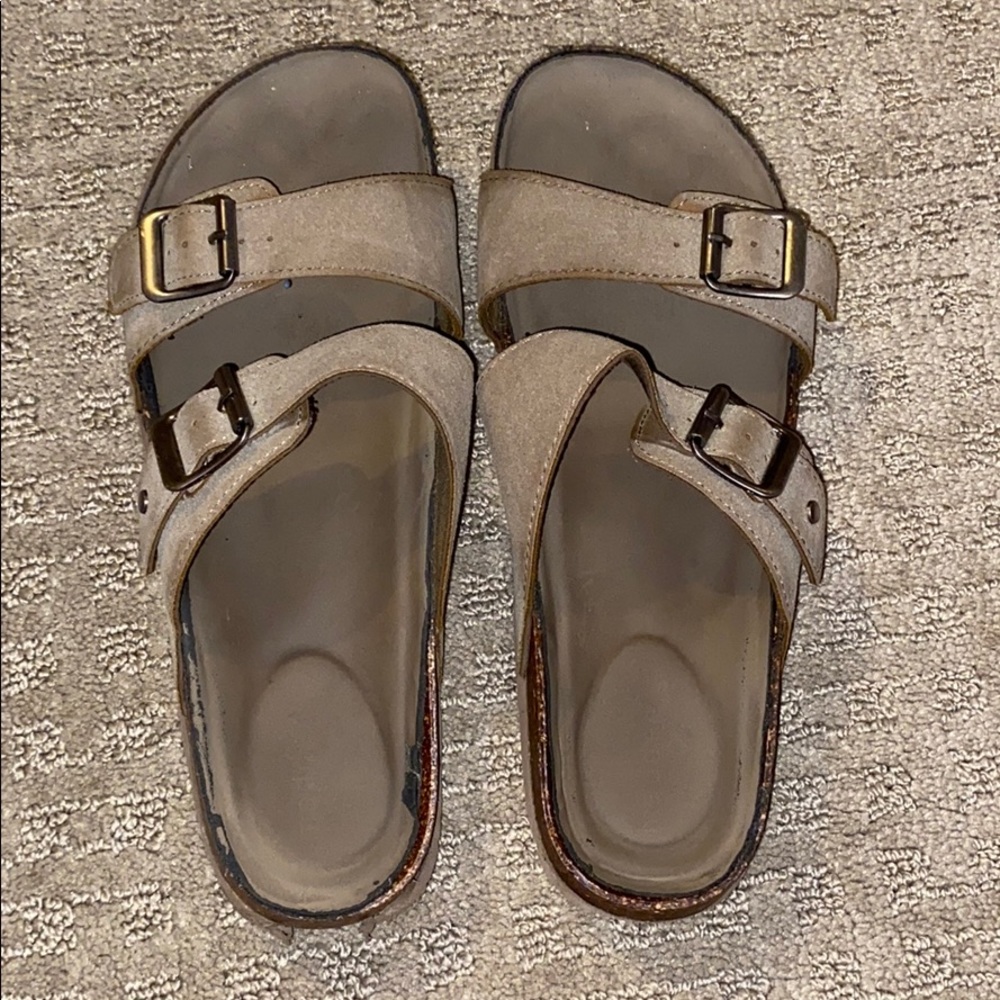 Tan suede sandals